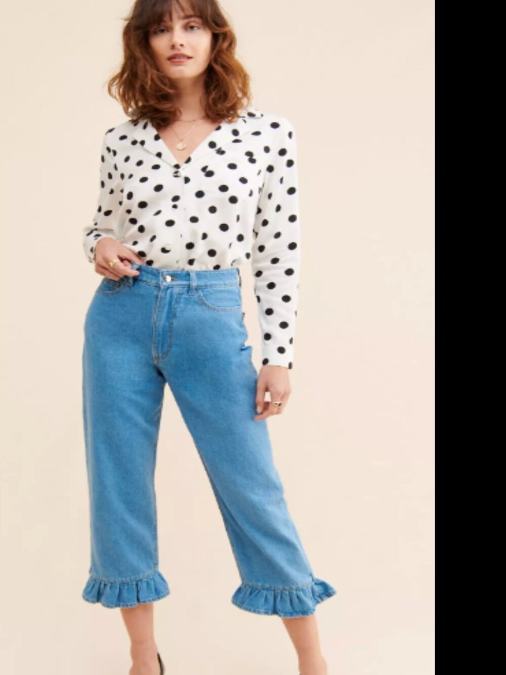 Anthropologie Tach Clothing Palma Ruffled Jeans Size M Euc